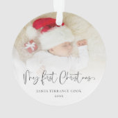 初めてのクリスマスベビースクリプト名フォトオーバーレイ オーナメント (裏面)
