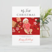 初めてのクリスマスベビーフォトコラージュ シーズンカード (スタンド正面)