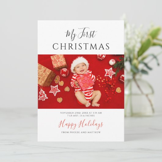 初めてのクリスマスベビーフォトコラージュ シーズンカード (スタンド正面)