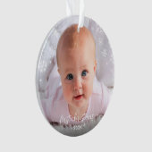 初めてのクリスマスベビーフォトスノーフレーク祖父母 オーナメント (正面)