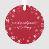 初めてのクリスマスベビーフォトスノーフレーク祖父母 オーナメント (裏面)
