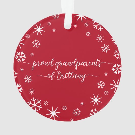 初めてのクリスマスベビーフォトスノーフレーク祖父母 オーナメント (裏面)