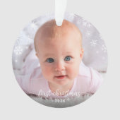 初めてのクリスマスベビーフォトスノーフレーク祖父母 オーナメント (正面)