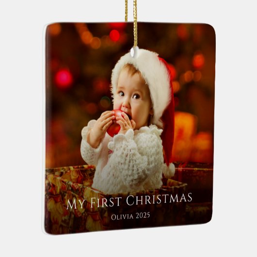 初めてのクリスマスベビーフォトフェスティバルサンタハット セラミックオーナメント (右)