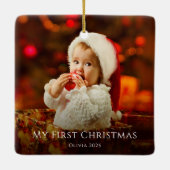 初めてのクリスマスベビーフォトフェスティバルサンタハット セラミックオーナメント (裏面)