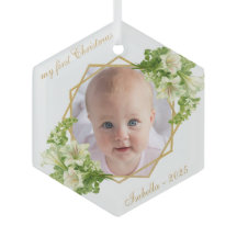 初めてのクリスマスベビーフォト金ゴールドホワイトリイ