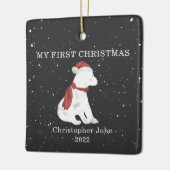 初めてのクリスマスベビーポーラベアダークグレースノー セラミックオーナメント (左)