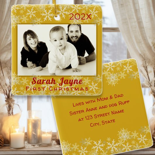 初めてのクリスマスベビーユニセックス両面オーナメント セラミックオーナメント