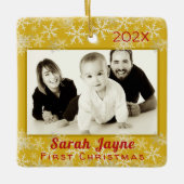 初めてのクリスマスベビーユニセックス両面オーナメント セラミックオーナメント (正面)