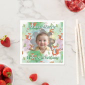 初めてのクリスマスベビー写真ピローウッドランド動物 スタンダードカクテルナプキン (インサイチュ)