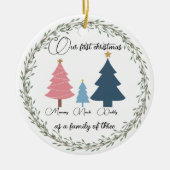 初めてのクリスマスベビー写真ピンクと青の木 セラミックオーナメント (正面)