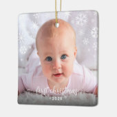 初めてのクリスマスベビー写真新親スノーフレーク セラミックオーナメント (左)