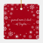 初めてのクリスマスベビー写真新親スノーフレーク セラミックオーナメント (裏面)