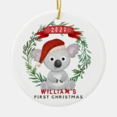 初めてのクリスマスベビー名のオーナメント セラミックオーナメント (正面)
