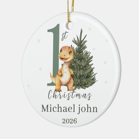 初めてのクリスマスベビー名前をカスタムすると年恐竜 セラミックオーナメント (左)