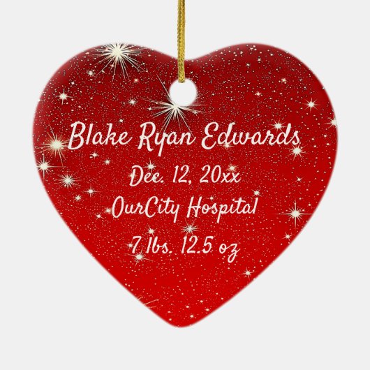 初めてのクリスマスベビー男女兼用Keepsake写真 セラミックオーナメント (裏面)