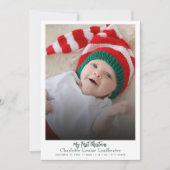 初めてのクリスマスベビー誕生モダン写真 シーズンカード (正面)