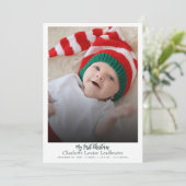 初めてのクリスマスベビー誕生モダン写真 シーズンカード (スタンド正面)