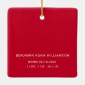 初めてのクリスマスベビー誕生統計と写真 セラミックオーナメント (裏面)