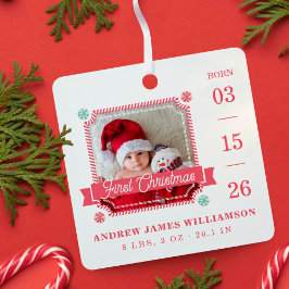 初めてのクリスマスベビー誕生統計フォトキャンディーケーン メタルオーナメント