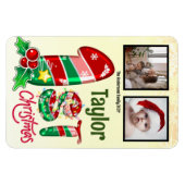 初めてのクリスマスベビー2枚の写真カスタム写真 マグネット (横)