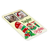 初めてのクリスマスベビー2枚の写真カスタム写真 マグネット (右側)