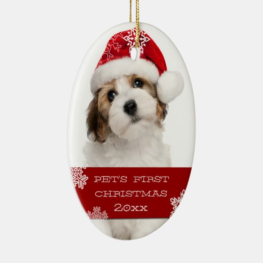 初めてのクリスマスペットフォトオーナメント | レッド セラミックオーナメント (右)