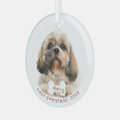 初めてのクリスマスペットフォトシーズー（犬）Tzu Dog ガラスオーナメント (正面左)