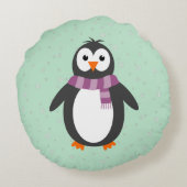 初めてのクリスマスペンギンカスタム文字両面 ラウンドクッション (裏面)