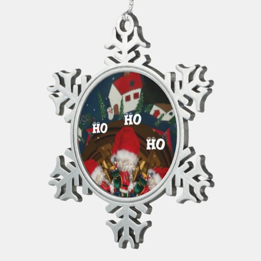 初めてのクリスマスホホホホホサンタスペシャルハッピーホリデー スノーフレークピューターオーナメント (右)