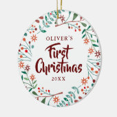 初めてのクリスマスホリデーフローラベビー写真 セラミックオーナメント (左)