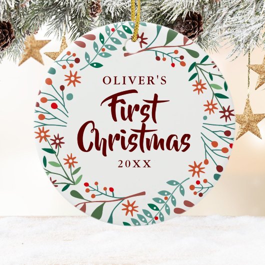 初めてのクリスマスホリデーフローラベビー写真 セラミックオーナメント