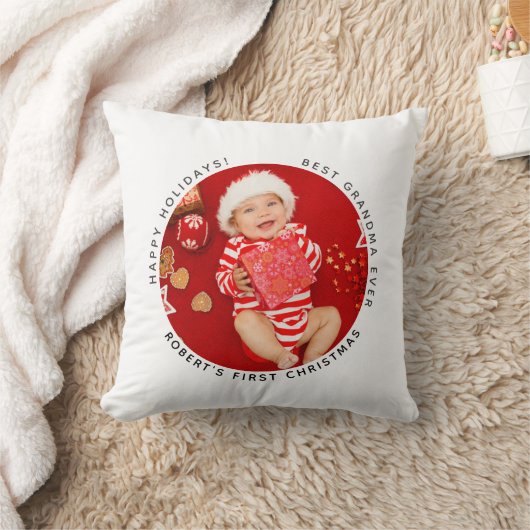 初めてのクリスマスホリデーベビーフォトグラマカスタムーン クッション (ブランケット)