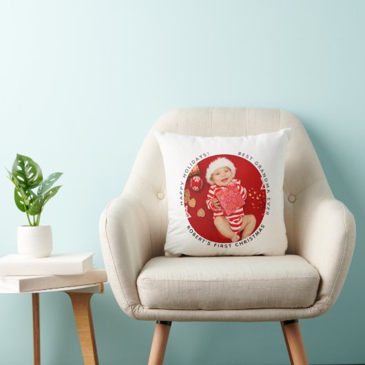 初めてのクリスマスホリデーベビーフォトグラマカスタムーン クッション (椅子)