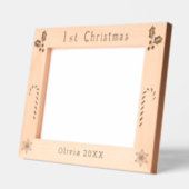 初めてのクリスマスホリー、キャンディーキャン、表示名10x8 レーザー彫刻フレーム (左)