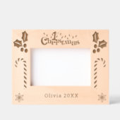 初めてのクリスマスホリー、キャンディーキャン、表示名6x4 レーザー彫刻フレーム (正面)