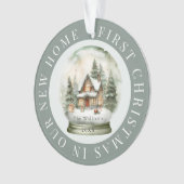 初めてのクリスマスホームスノーグローブサージグリーンフォト オーナメント (正面)