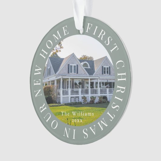 初めてのクリスマスホームセージ緑の写真 オーナメント (正面)