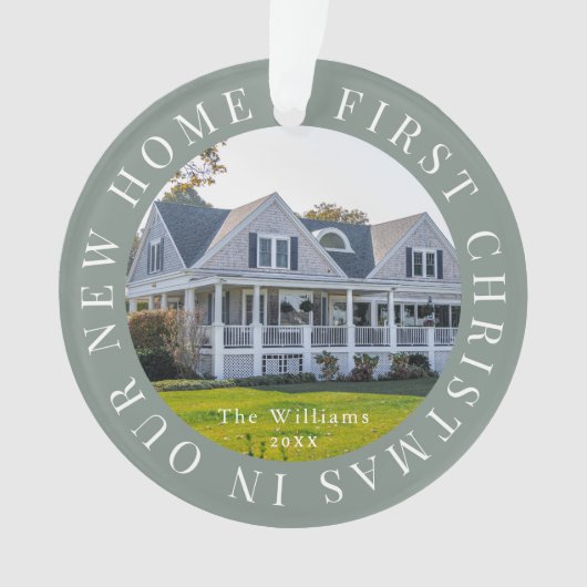 初めてのクリスマスホームセージ緑の写真 オーナメント (正面)