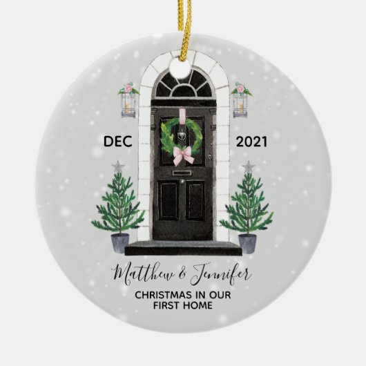 初めてのクリスマスホームホリデークリスマスオーナメント セラミックオーナメント (正面)