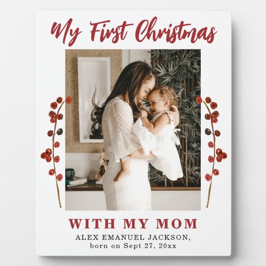 初めてのクリスマスママとベビー写真 フォトプラーク (正面)