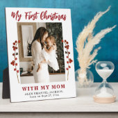 初めてのクリスマスママとベビー写真 フォトプラーク (側面)