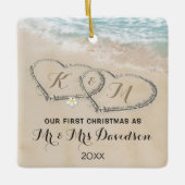 初めてのクリスマスミスター・アンド・ミセス・トロピカル・ハート セラミックオーナメント (正面)