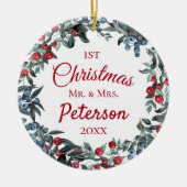 初めてのクリスマスミスター・アンド・ミセス・ベリーリース セラミックオーナメント (正面)