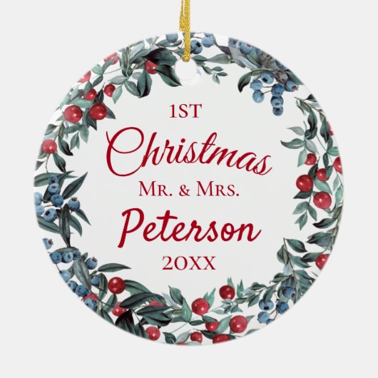 初めてのクリスマスミスター・アンド・ミセス・ベリーリース セラミックオーナメント (裏面)