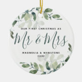 初めてのクリスマスミスター・アンド・ミセス・ユーカリ セラミックオーナメント (正面)