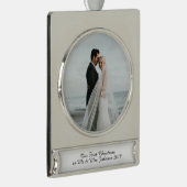 初めてのクリスマスミスター・アンド・ミセス・結婚したカップルオーナメント シルバープレートバナーオーナメント (右)