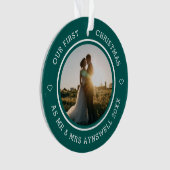 初めてのクリスマスミスター&ミセス2モダンフォトグリーン オーナメント (正面)