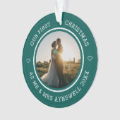 初めてのクリスマスミスター&ミセス2モダンフォトグリーン オーナメント (正面)