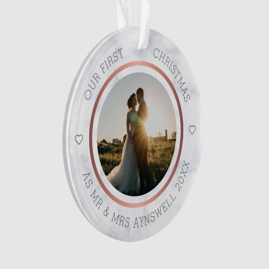 初めてのクリスマスミスター&ミセス・フォトマーブルエレガント オーナメント (正面)